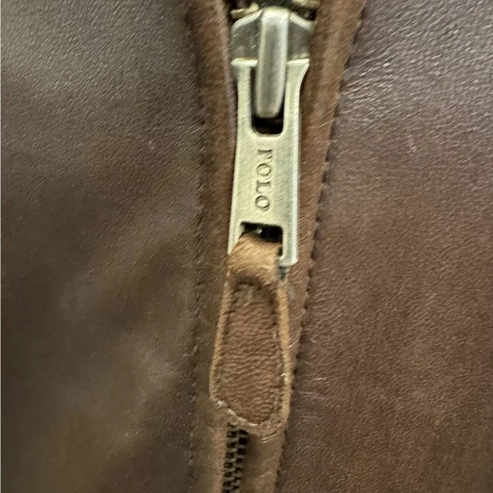 Polo by Ralph Lauren Vintage Biswing Leather Bomber Jacket in Brown Size L - Picture 9 of 16